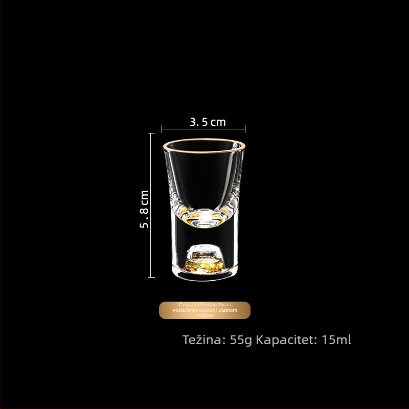 Kineski stil set čaša za bijelo vino s pozlaćenom folijom, kristal, male degustaijske čaše