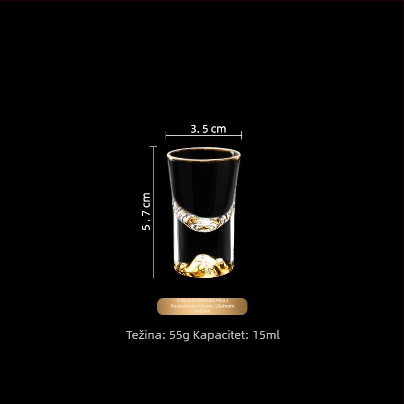 Kineski stil set čaša za bijelo vino s pozlaćenom folijom, kristal, male degustaijske čaše