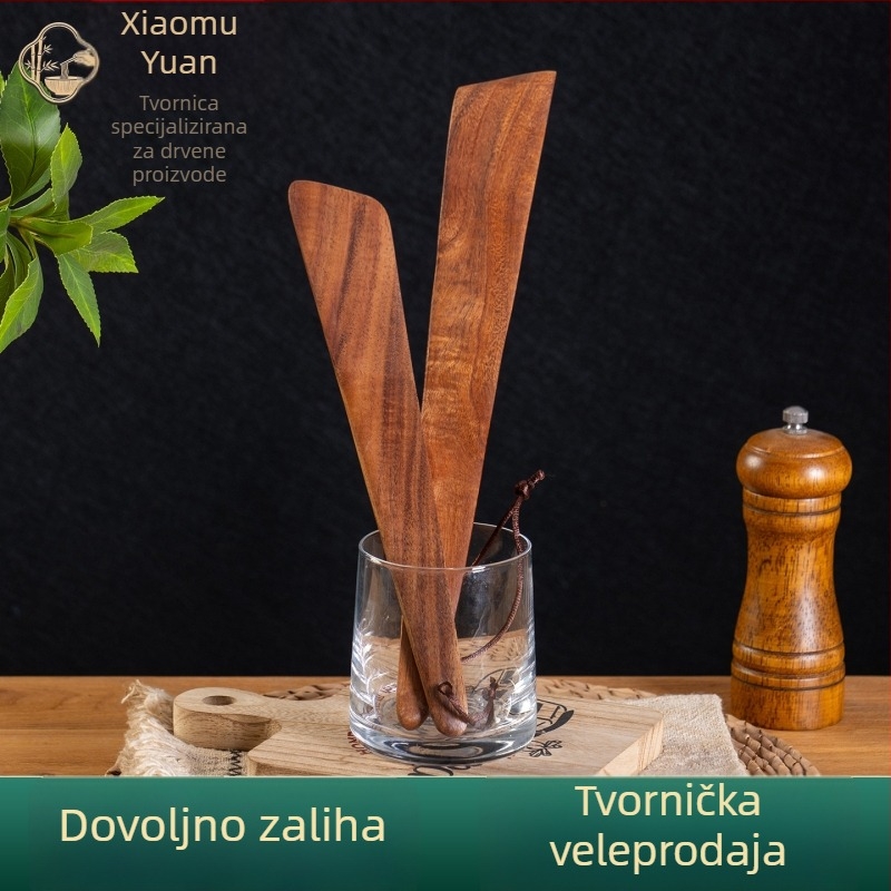 Drvena špatula za prženje s neprijanjajućom površinom, otporna na visoke temperature, trokutasti dizajn, za kućnu upotrebu