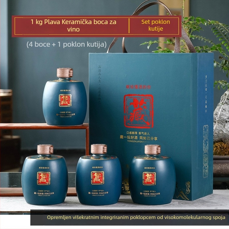 Jingdezhen keramijska bočica za vino s čepom - antikni stil, posuda za bijelo vino, kapacitet 1 kg, 1,5 kg i 2,5 kg