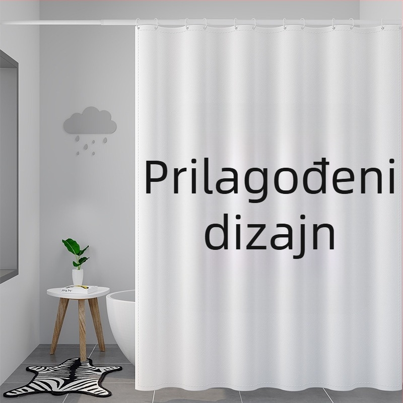 Novi set tuš zavjesa od poliester materijala, vodonepropusni materijal, montaža bez bušenja za kupaonicu