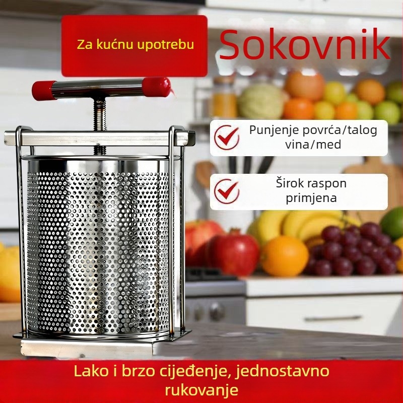 Ručni odšťavivač od nehrđajućeg čelika, 2.8 L, za preširanje rižinog vina i dehidrataciju povrća