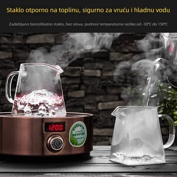 Debeli stakleni čajnik s ugrađenim filtrom i malim odjeljivačem zelenog mandarin čaja za Gongfu čaj