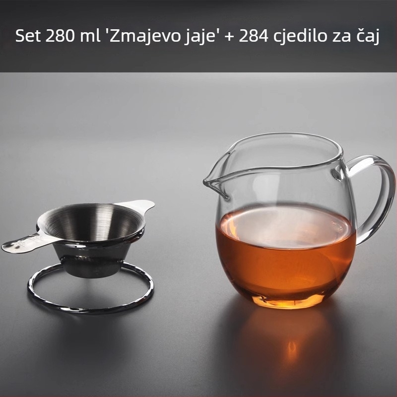 Debeli stakleni čajnik s ugrađenim filtrom i malim odjeljivačem zelenog mandarin čaja za Gongfu čaj
