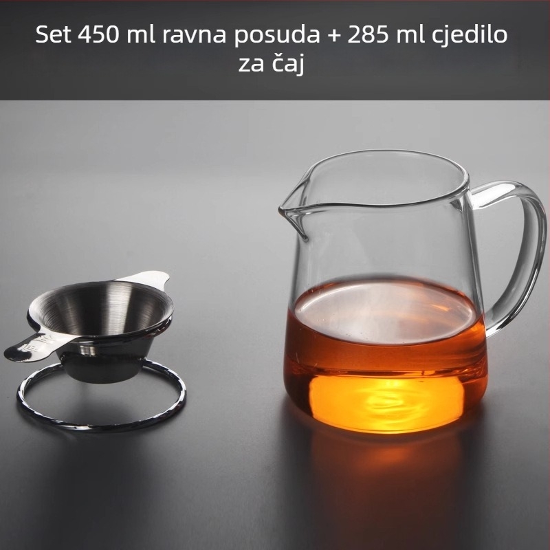 Debeli stakleni čajnik s ugrađenim filtrom i malim odjeljivačem zelenog mandarin čaja za Gongfu čaj