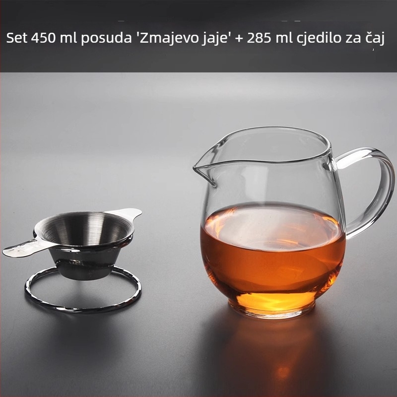 Debeli stakleni čajnik s ugrađenim filtrom i malim odjeljivačem zelenog mandarin čaja za Gongfu čaj