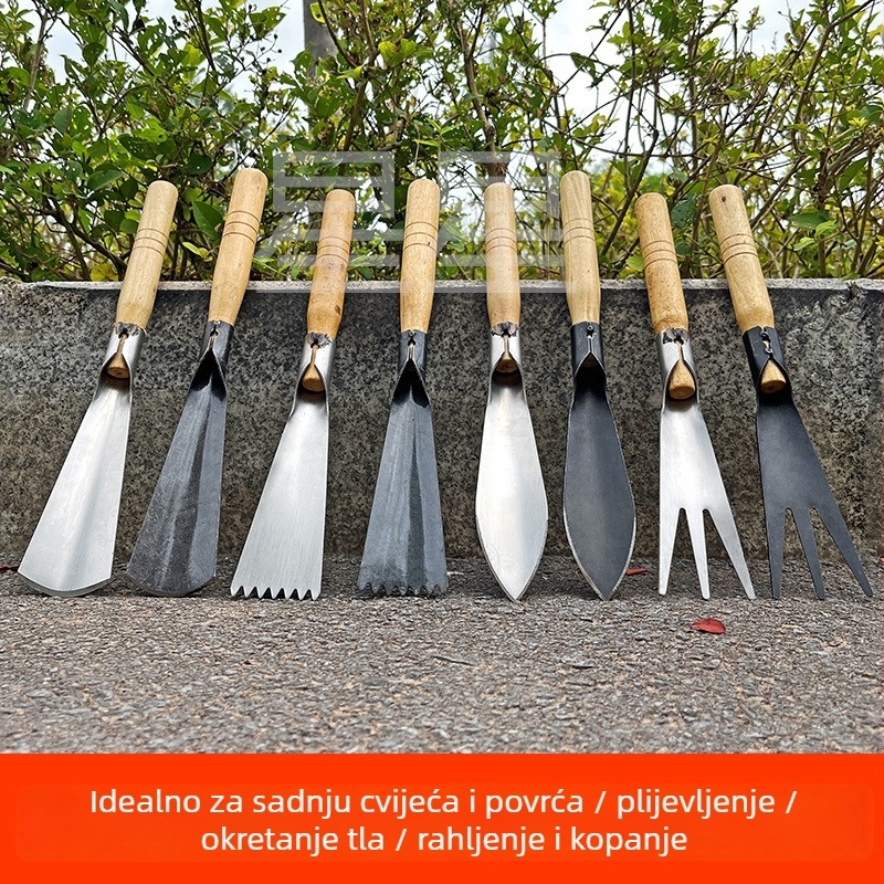 Višenamjenska lopata od manganove čelika za sadnju cvijeća i povrća, s ravnom i šiljastom oštricom, vrtni alati