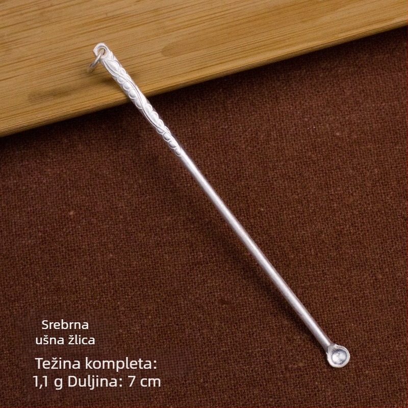 Set srebrnih zubnih štapića i ušnih žličica, ručna izrada, za kućnu upotrebu, prenosno
