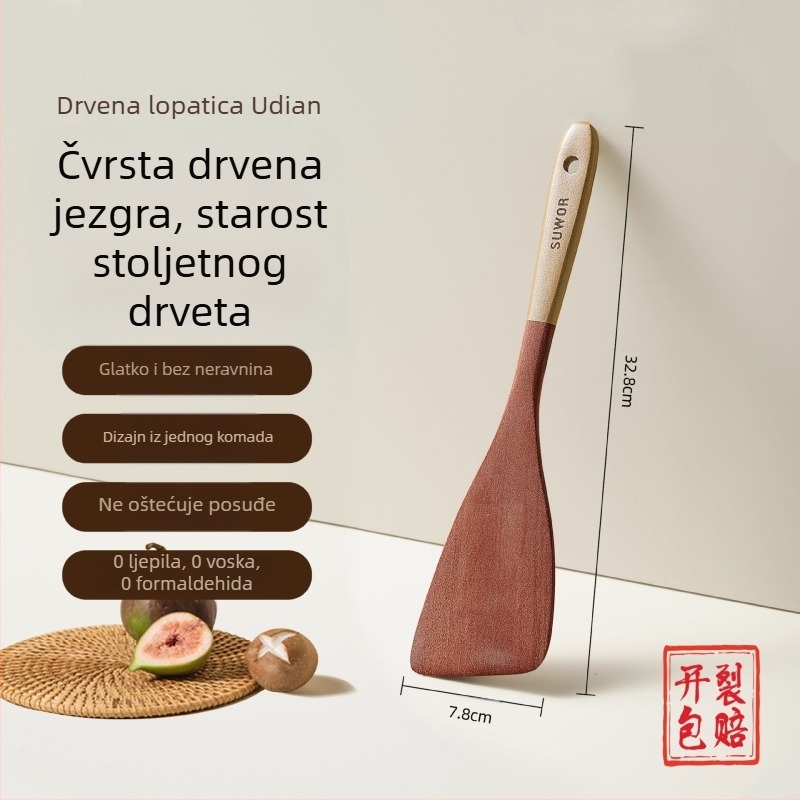 Drvena špatula za non-stick tava, špatula od crnog oraščića, otporna na visoke temperature kuhinjska žlica
