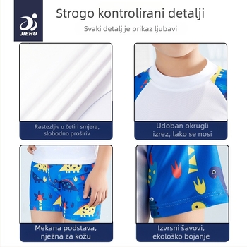 Dječji kupaći kostim s crtićem, visoka elastičnost, dvodijelni model, Unisex, trodijelni set