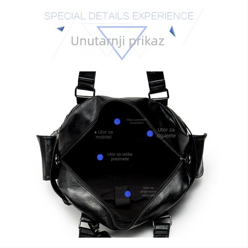 Muška torba za putovanje velikog kapaciteta, crossbody dizajn, vodootporna PU koža, urbani stil