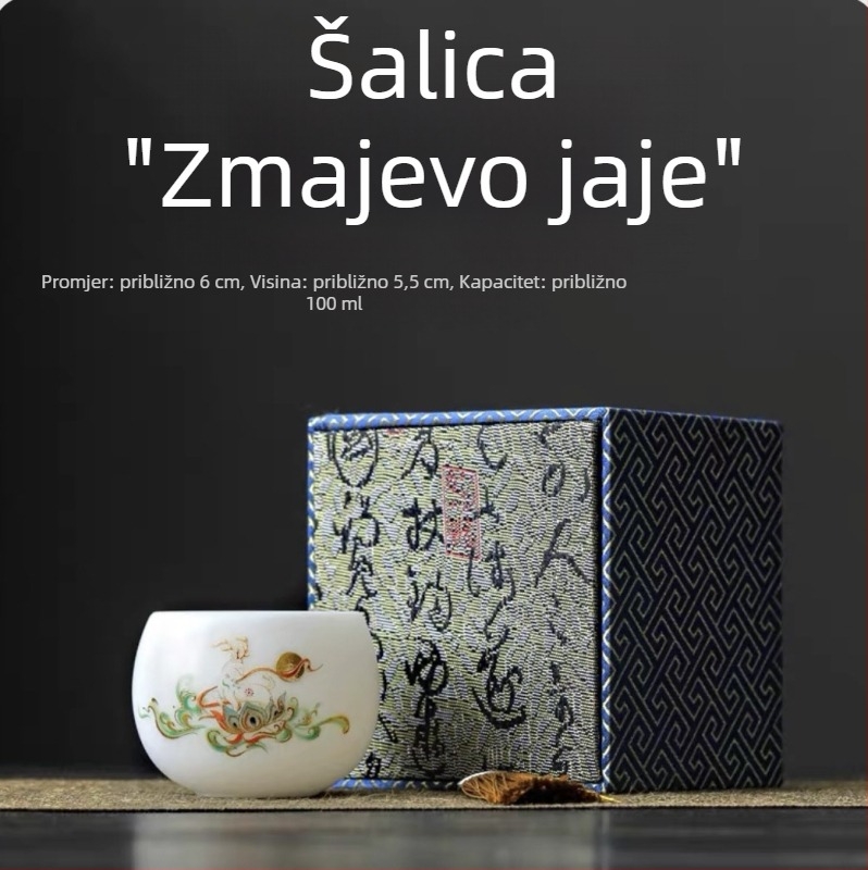 Porcelanska šalica Ice Jade, majstorska šalica za čaj Kung Fu, jedinstvena porcelanska šalica, luksuzni poslovni dar u kutiji
