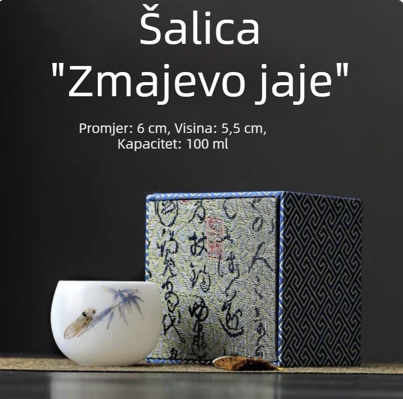 Porcelanska šalica Ice Jade, majstorska šalica za čaj Kung Fu, jedinstvena porcelanska šalica, luksuzni poslovni dar u kutiji