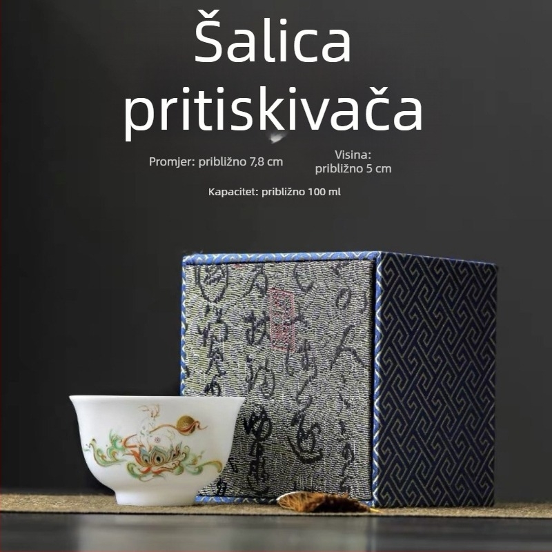 Porcelanska šalica Ice Jade, majstorska šalica za čaj Kung Fu, jedinstvena porcelanska šalica, luksuzni poslovni dar u kutiji