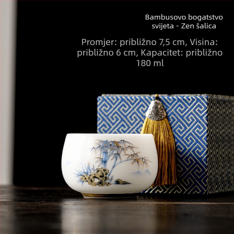 Porcelanska šalica Ice Jade, majstorska šalica za čaj Kung Fu, jedinstvena porcelanska šalica, luksuzni poslovni dar u kutiji