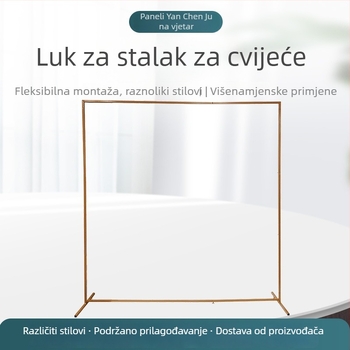 Zlatni metalni luk za vjenčanja i rođendanske proslave, kvadratni luk od kovanog željeza sa stalkom za cvijeće, dekor prostora događaja, dimenzije 2 m × 2 m