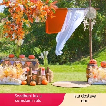 Prilagođene drvene arkade za svadbe s temom šume, vanjska dekoracija za travnjak, drvene nosače s pozadinom debla
