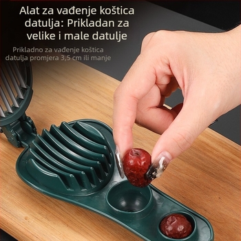 Dvostruki nož za uklanjanje sjemenki datule i rezanje; višenamjenski rezač voća i jaja