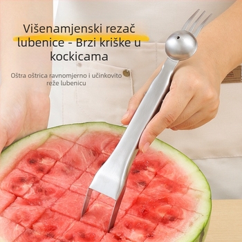 Nehrđajući čelik dvostruka glava vilica za rezanje dinje i voća
