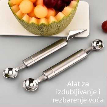 Set za oblikovanje voćnih kuglica: žlica za kuglice, nož za rezanje i žlica za dinju