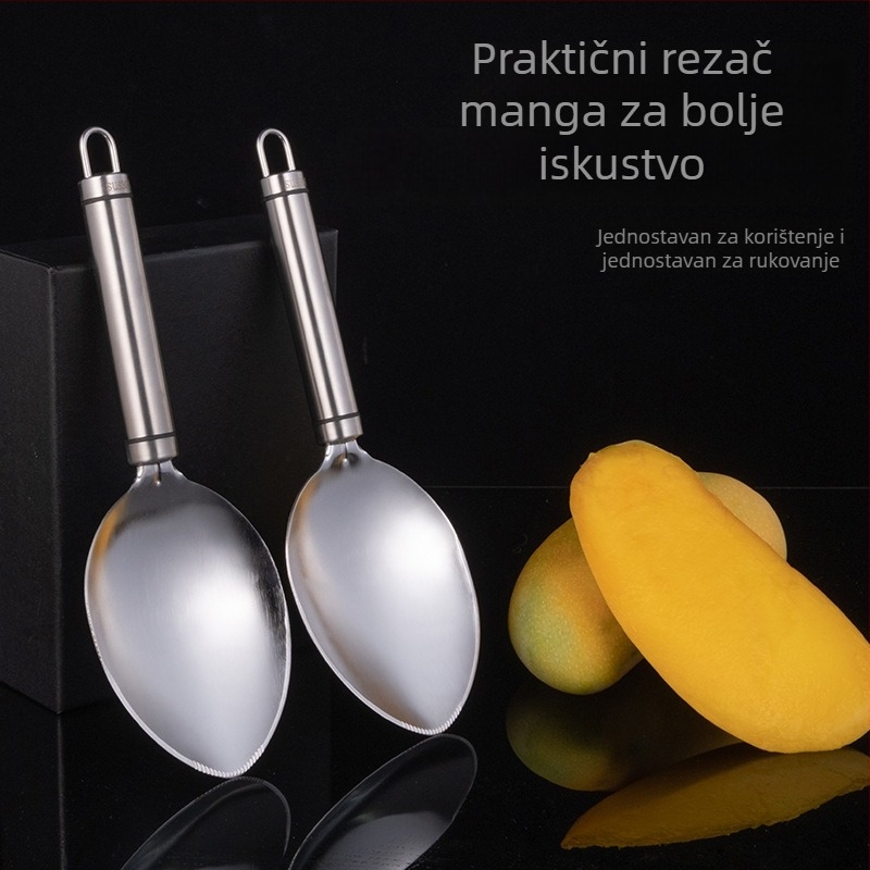 Mango nož i gulilica — Višenamjenski alat za voće uz žličicu za meso, rezanje na kocke te odvajanje kore i sjemenke