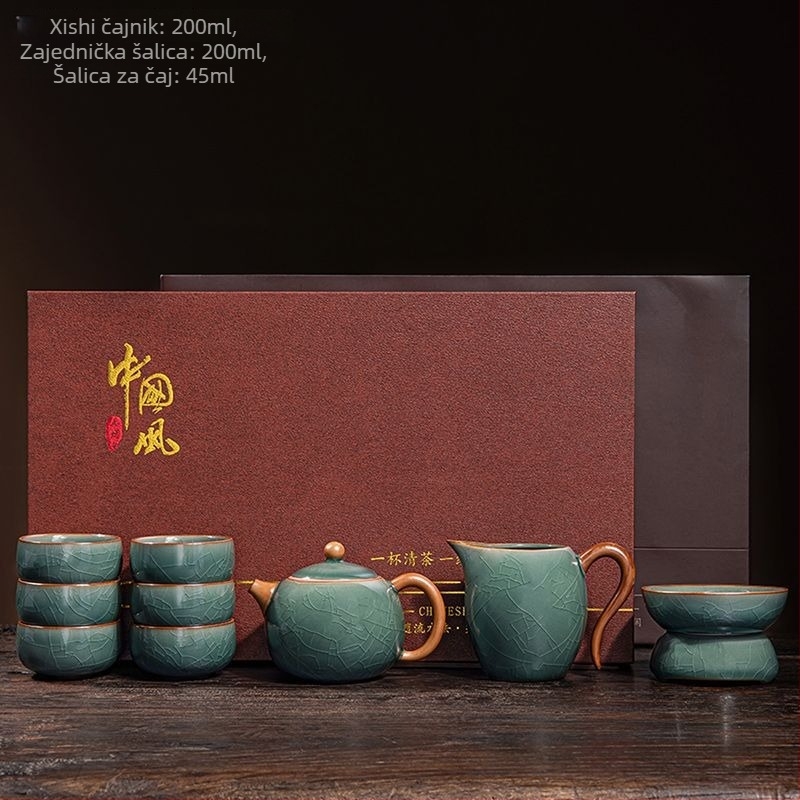 Ge Kiln Kung Fu čajni set, keramički Xi Shi čajnik i šalice, komplet s pladnjem za čaj za dom i ured
