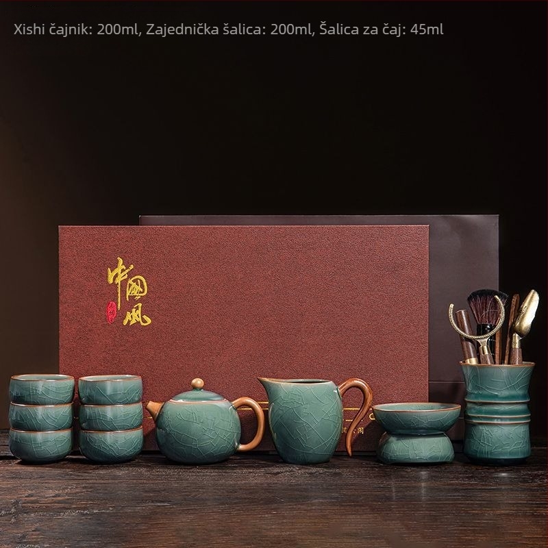 Ge Kiln Kung Fu čajni set, keramički Xi Shi čajnik i šalice, komplet s pladnjem za čaj za dom i ured