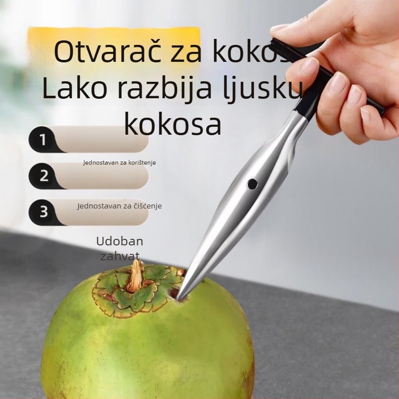 Nehrđajući čelik – alat za otvaranje rupa kod zelenih kokosa, automatsko brzo otvaranje