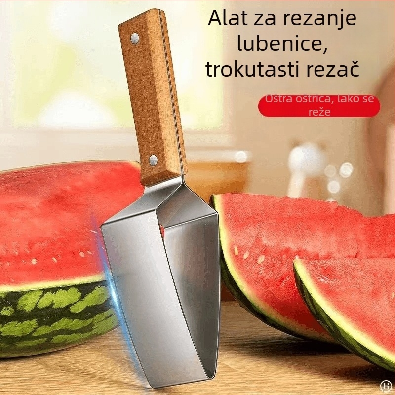 Nerđajući čelik nož za dinju, trokutasti rezač za kriške dinje, lubenice i ostalo voće