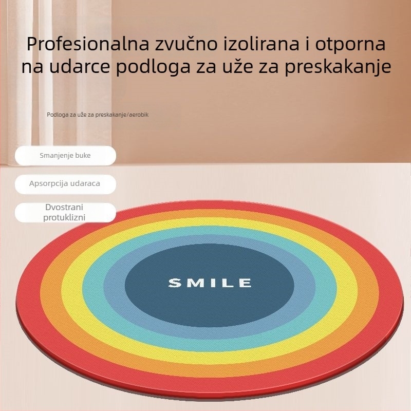 Okrugla unutarnja podloga za vježbanje s tlomnim slojem za preskakanje užeta, protuklizna tiha joga podloga