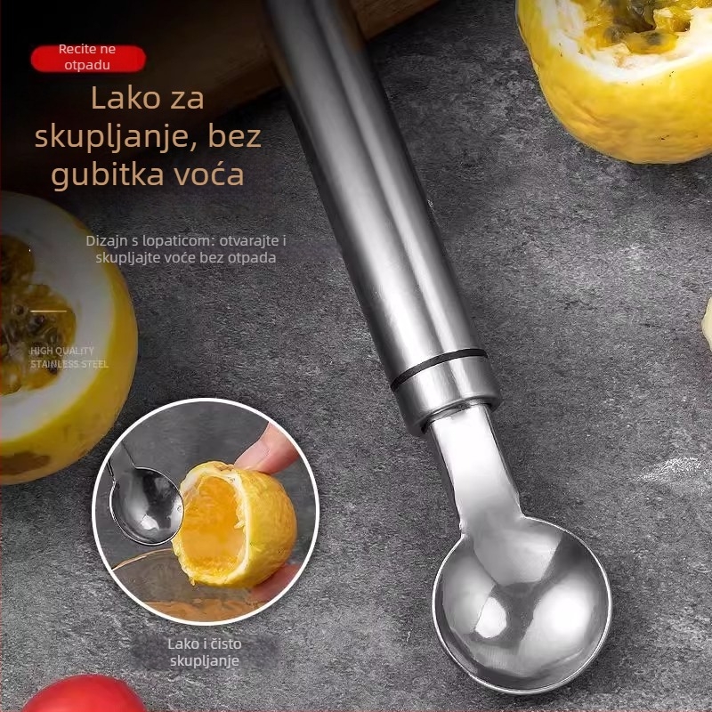 Dvostruki otvarač voća od nehrđajućeg čelika – za passion fruit, mangostin i egg fruit – kuhinjski pribor