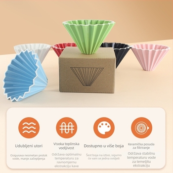 Origami keramička šalica za filtriranje kave, V-oblik, kreativna ručna priprema kave, konusna keramička šalica s filtrom