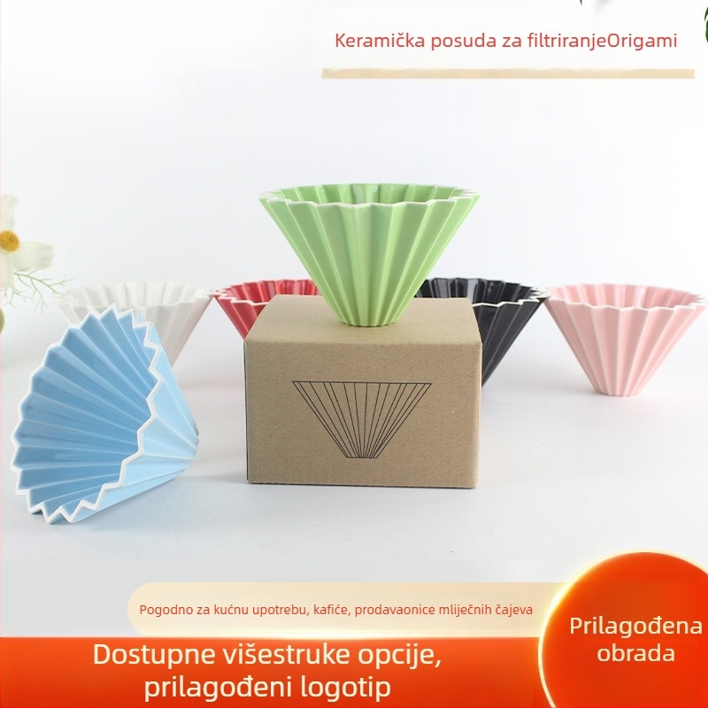 Origami keramička šalica za filtriranje kave, V-oblik, kreativna ručna priprema kave, konusna keramička šalica s filtrom