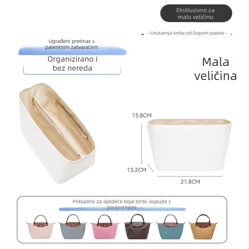 Longchamp-kompatibilna unutarnja liner torbica, srednje veličine, vodootporan Dupont papir, lagana mini torbica za kozmetiku i toaletne potrepštine