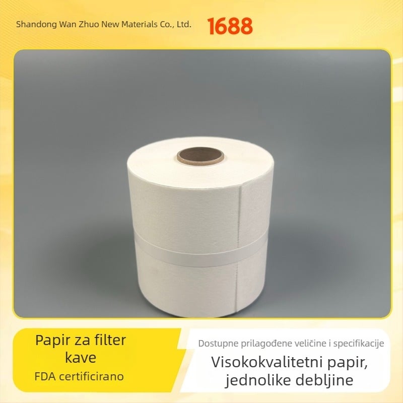 Jednokratne rolne filtra za kavu za espresso aparat, prilagodljive; od drvene celuloze; dimenzije 10 cm x 200 m; 33 g; moderni minimalistički dizajn.