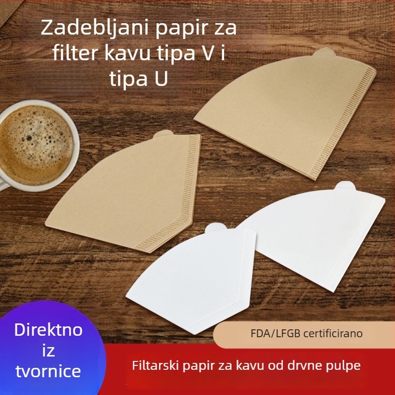 Filtar papir za kavu u obliku ventilatora za V60 pour-over i konusni filter za aparat za kavu