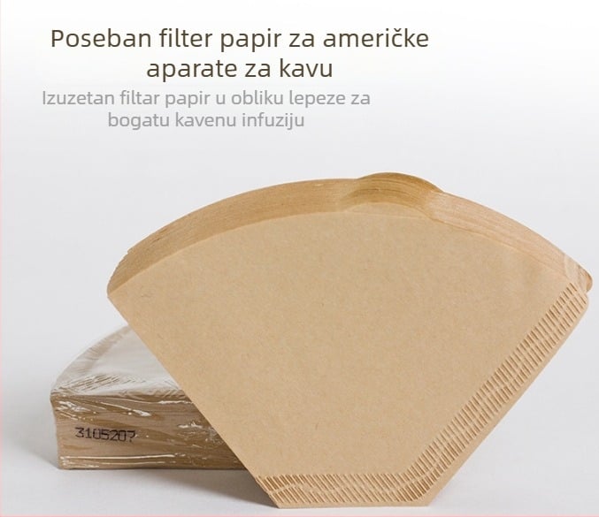 Filter papir za kavu za kapljanje – prirodna boja, veličina 102, 100 listova, za 1–4 porcije