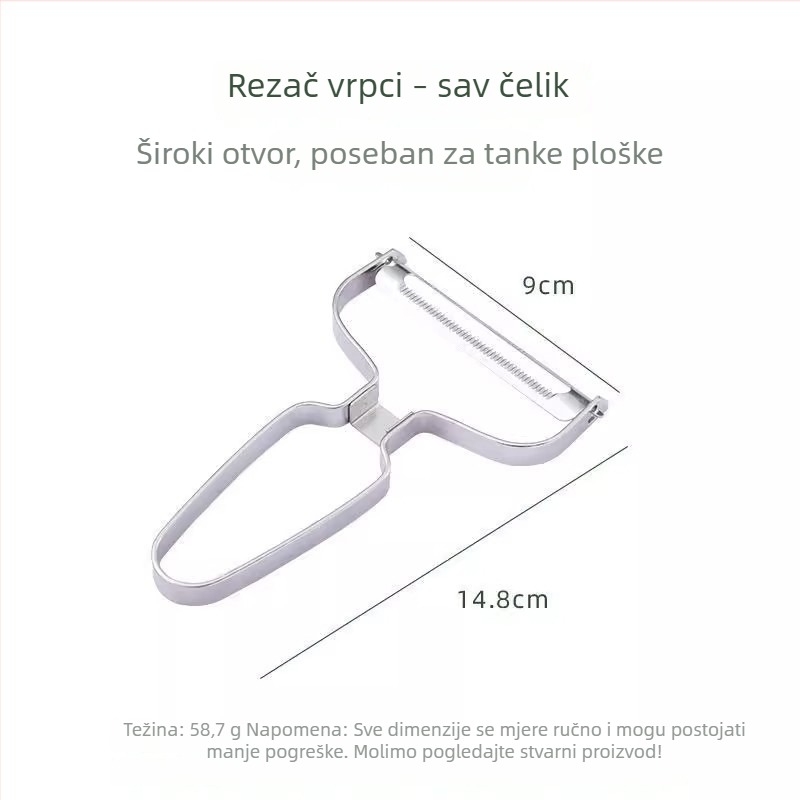 Nerđajući višenamjenski nož s nazubljenom oljuštivačkom oštricom za rotkvice, krastavce i krumpire