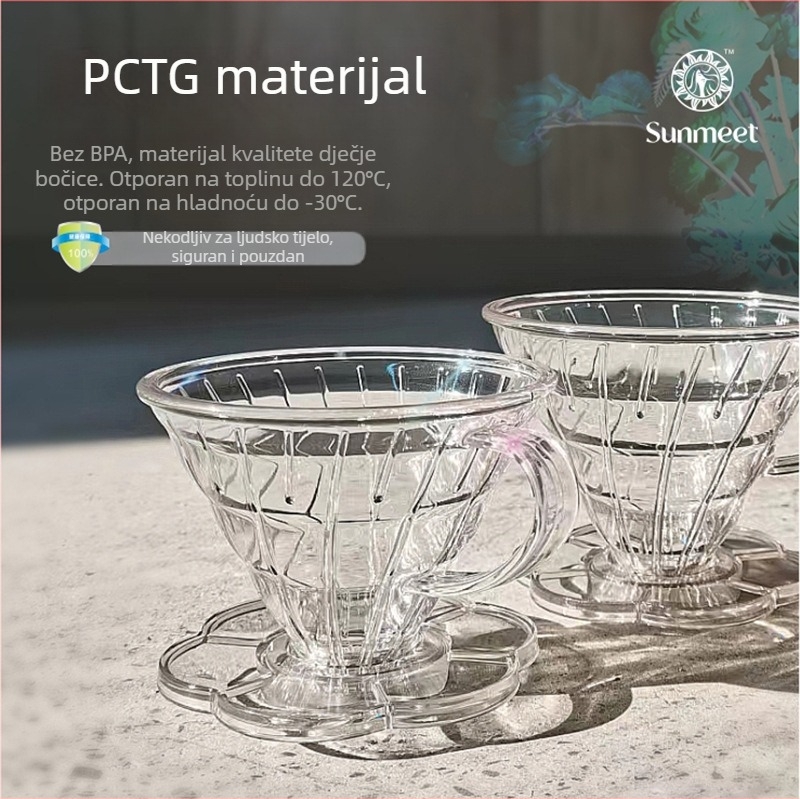 Veliki konični ručni filter za kavu, prozirni V60 filtr, mali navojni set za kapljanje.