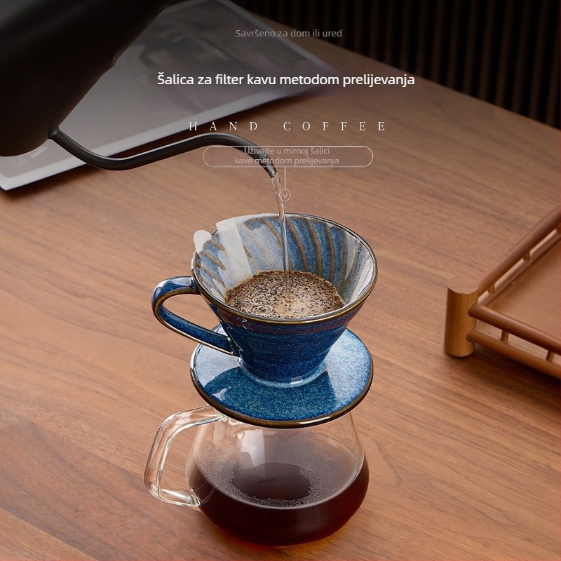 Keramički V60 konusni filter za kavu, spiralni uzorak, drip stil, vintage dizajn Starry Sky
