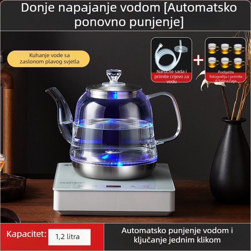 Sve-u-jednom električni čajnik s kontrolom temperature i staklenim spremnikom za vodu (1 L)