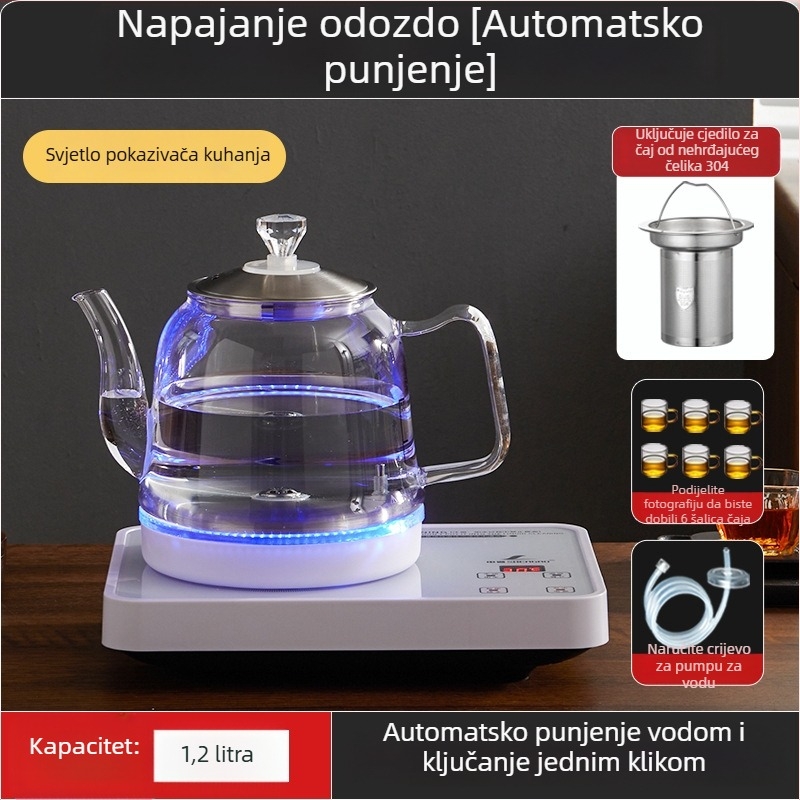 Sve-u-jednom električni čajnik s kontrolom temperature i staklenim spremnikom za vodu (1 L)