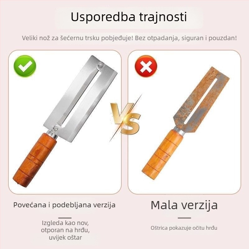 Nerđajući čelik nož za šećernu trsticu, debeli nož za guljenje, oštar alat od karbonske čelika za ananas, višenamjenski alat za voće i povrće