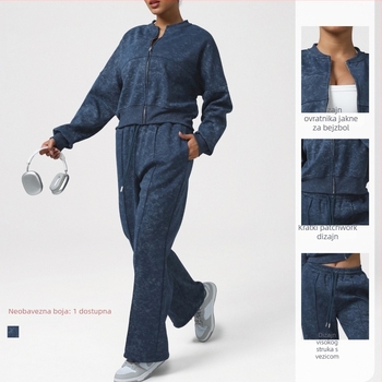 Europsko-američki retro stil opušteni sportski set za jesen-zimu s nepravilnim uzorcima, vrhunska moda za jogu, topla odjeća