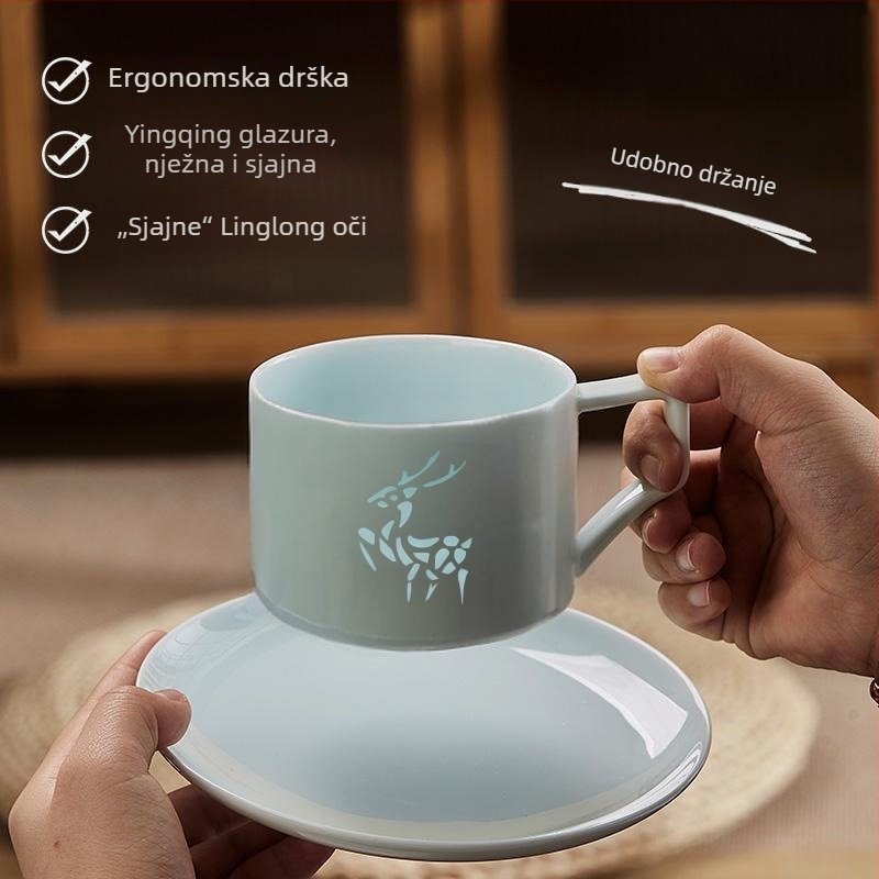 Set keramičkih šalice za kavu s podmetačem, visoke kvalitete, latte šalica, kutija za poklone, mogućnost prilagođavanja
