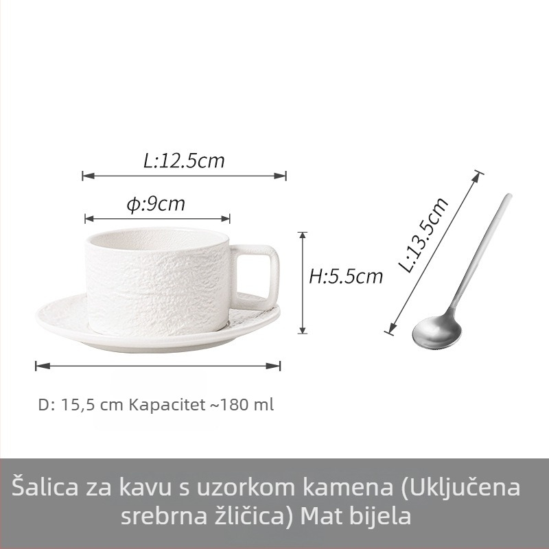 Keramički set šalice za kavu za doručak s podmetačem i držačem šalice te držačem za žlice – elegantan dizajn