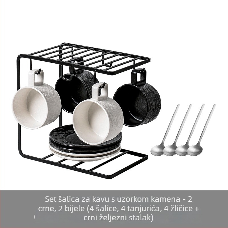 Keramički set šalice za kavu za doručak s podmetačem i držačem šalice te držačem za žlice – elegantan dizajn