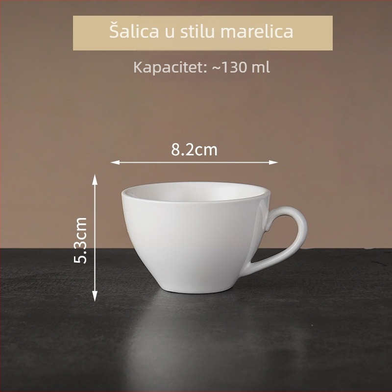 Bijela keramička šalica za kavu s podloškom, set za doručak, mlijeko i poslijepodnevni čaj, spreman za logo