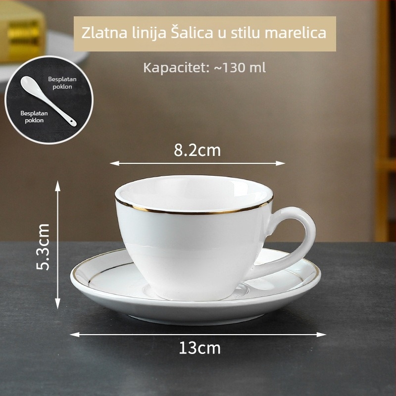 Bijela keramička šalica za kavu s podloškom, set za doručak, mlijeko i poslijepodnevni čaj, spreman za logo