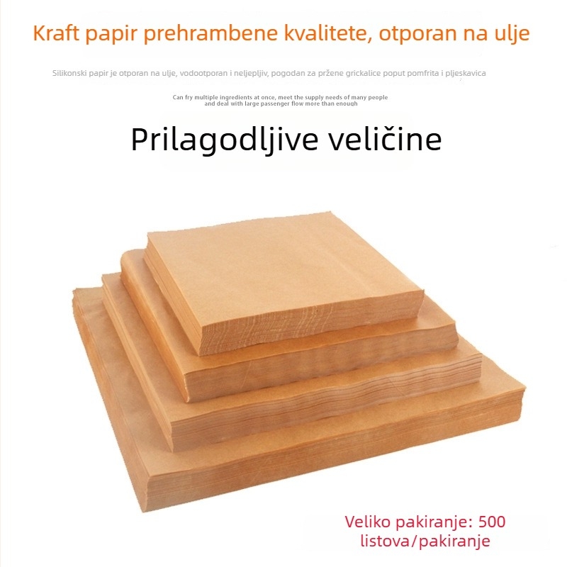 Smeđi masno otporni papir za prženje i pečenje – upija masnoću, papir za roštilj i zamatanje hrane.